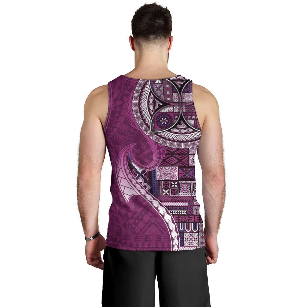Samoan Siapo Art Tattoo Polynesian Pattern Men Tank Top Pink Color - Polynesian Pride