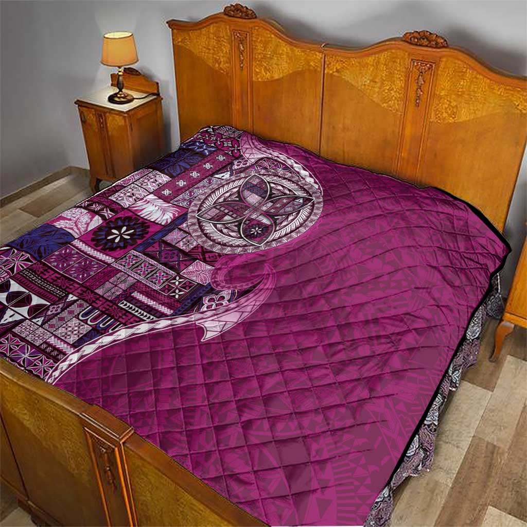Samoan Siapo Art Tattoo Polynesian Pattern Quilt Pink Color - Polynesian Pride