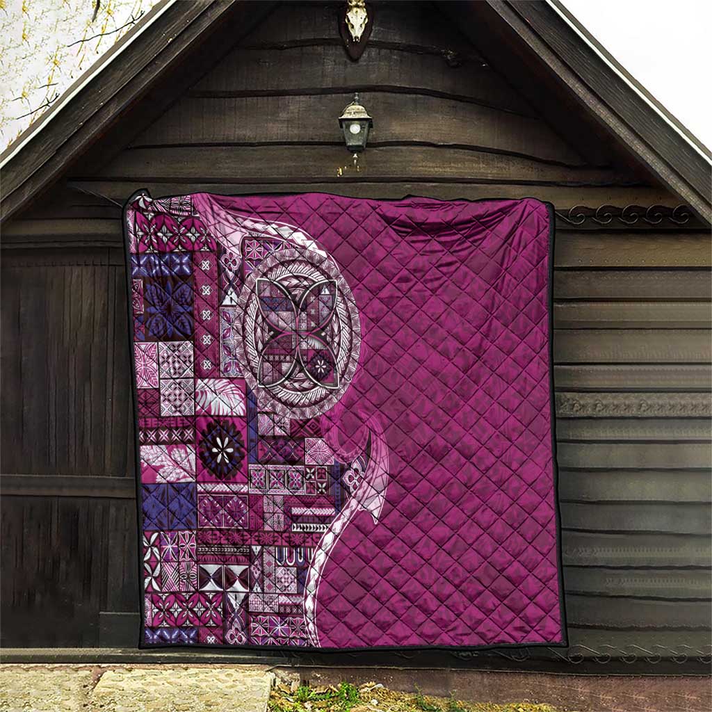 Samoan Siapo Art Tattoo Polynesian Pattern Quilt Pink Color - Polynesian Pride