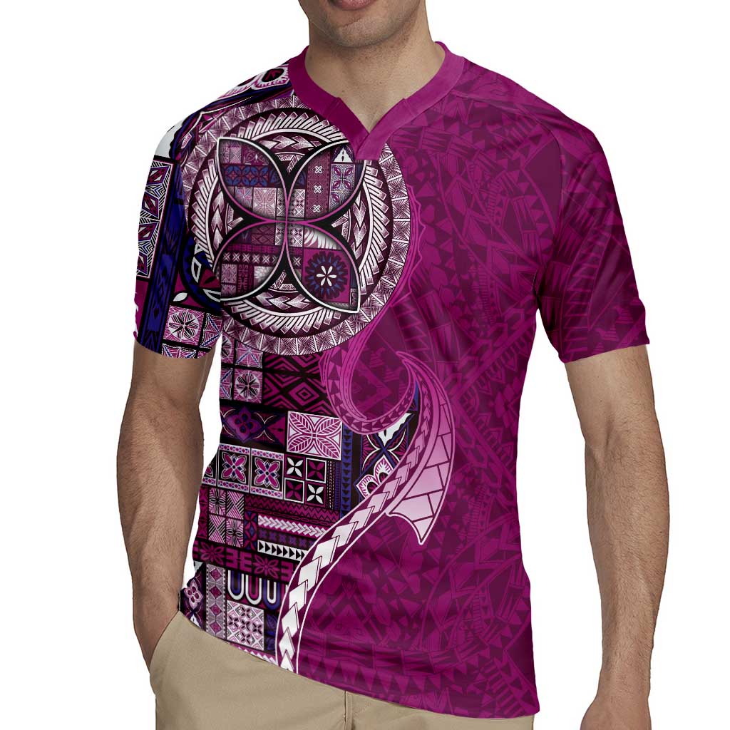 Samoan Siapo Art Tattoo Polynesian Pattern Rugby Jersey Pink Color - Polynesian Pride