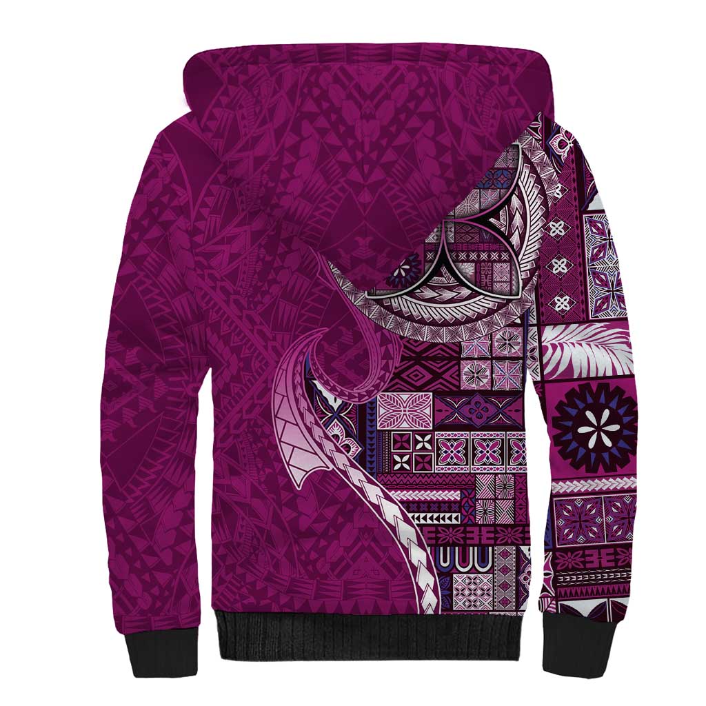 Samoan Siapo Art Tattoo Polynesian Pattern Sherpa Hoodie Pink Color LT03 - Polynesian Pride
