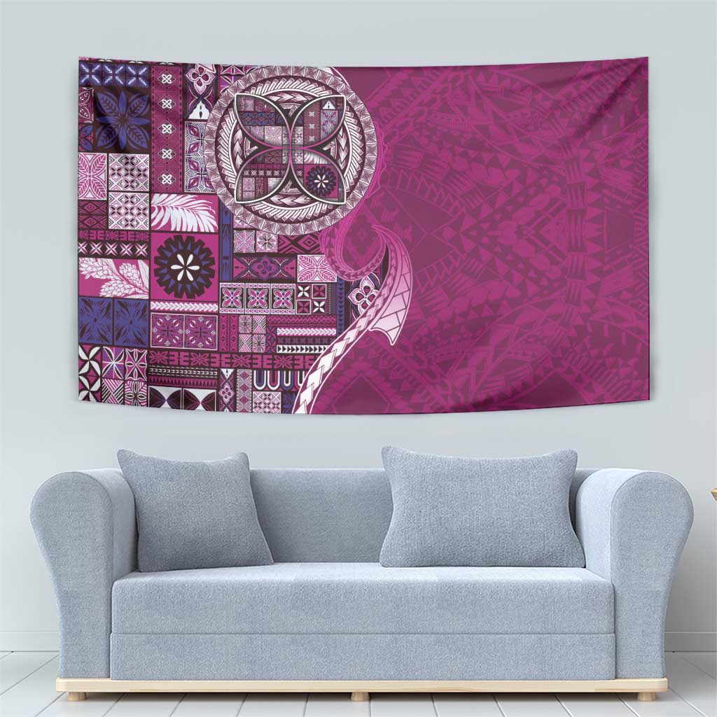Samoan Siapo Art Tattoo Polynesian Pattern Tapestry Pink Color - Polynesian Pride
