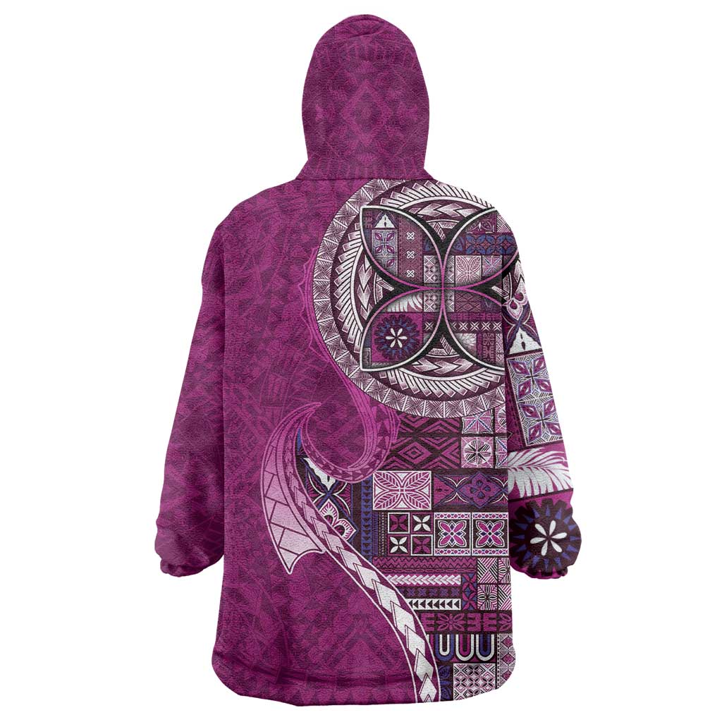 Samoan Siapo Art Tattoo Polynesian Pattern Wearable Blanket Hoodie Pink Color LT03 - Polynesian Pride