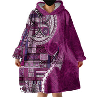 Samoan Siapo Art Tattoo Polynesian Pattern Wearable Blanket Hoodie Pink Color LT03 - Polynesian Pride