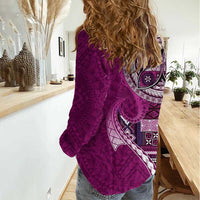 Samoan Siapo Art Tattoo Polynesian Pattern Women Casual Shirt Pink Color - Polynesian Pride