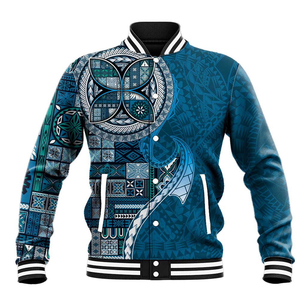 Samoan Siapo Art Tattoo Polynesian Pattern Baseball Jacket Teal Color LT03 Unisex Teal - Polynesian Pride