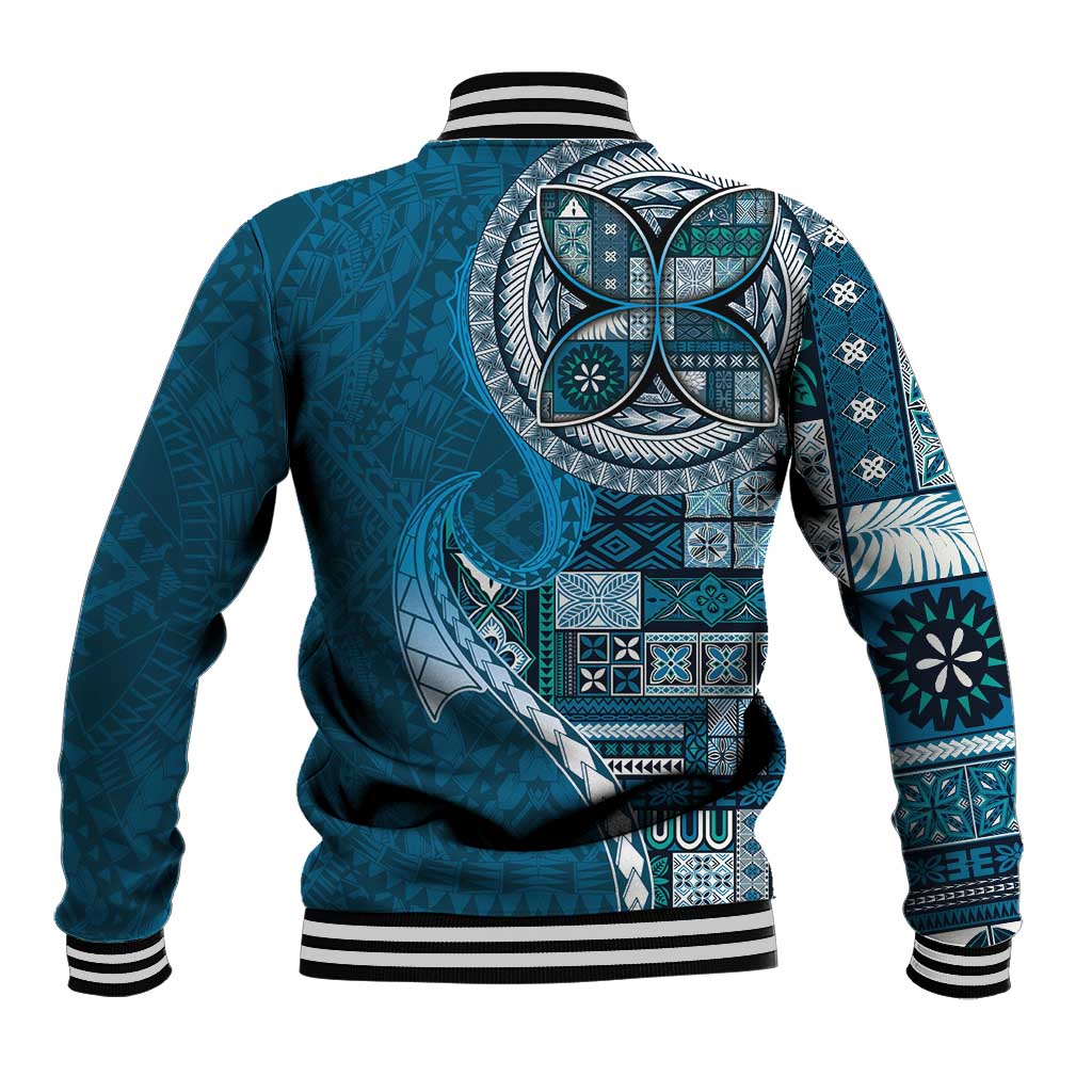 Samoan Siapo Art Tattoo Polynesian Pattern Baseball Jacket Teal Color LT03 - Polynesian Pride
