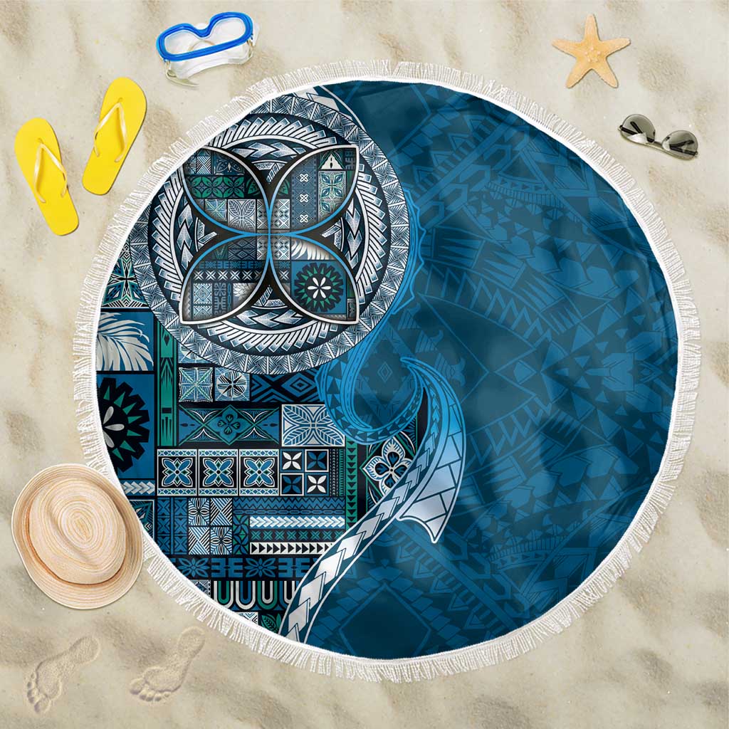 Samoan Siapo Art Tattoo Polynesian Pattern Beach Blanket Teal Color LT03 One Size 150cm Teal - Polynesian Pride