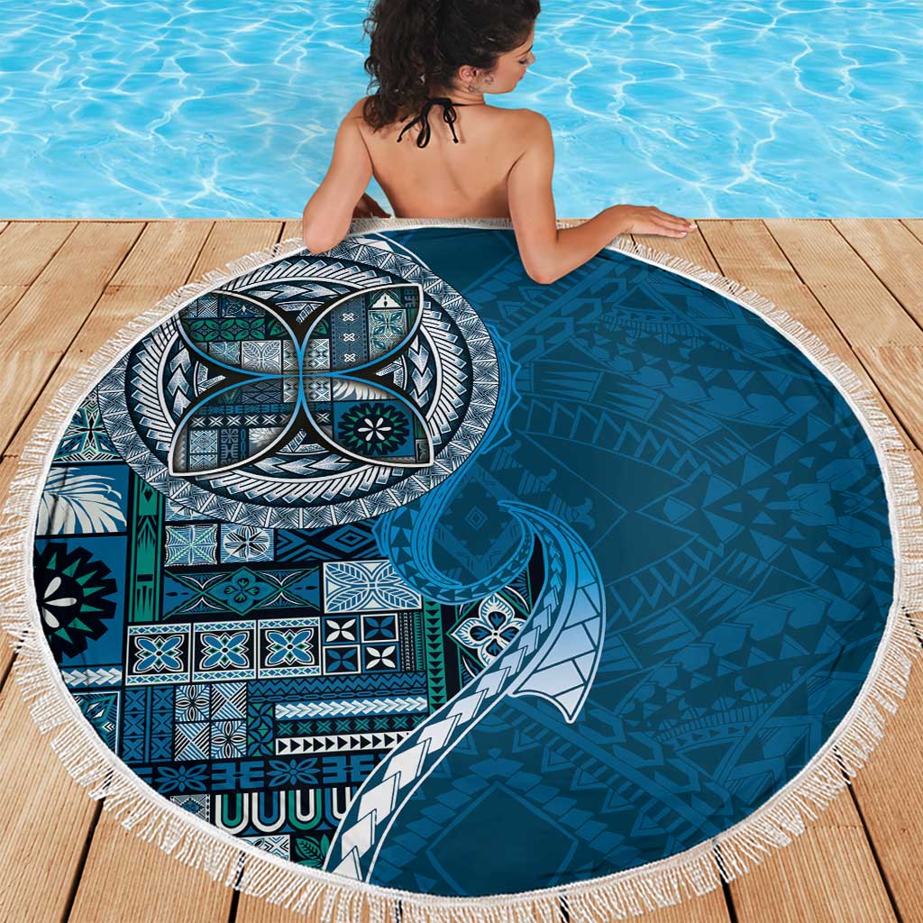 Samoan Siapo Art Tattoo Polynesian Pattern Beach Blanket Teal Color LT03 - Polynesian Pride