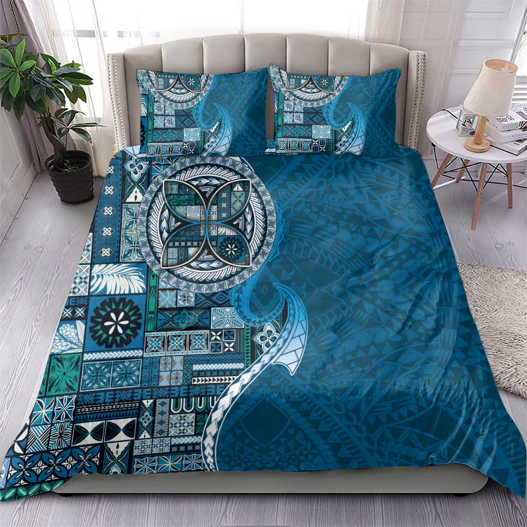 Samoan Siapo Art Tattoo Polynesian Pattern Bedding Set Teal Color - Polynesian Pride