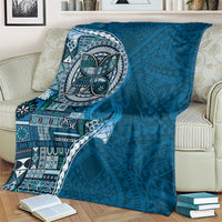 Samoan Siapo Art Tattoo Polynesian Pattern Blanket Teal Color - Polynesian Pride