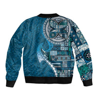 Samoan Siapo Art Tattoo Polynesian Pattern Bomber Jacket Teal Color - Polynesian Pride