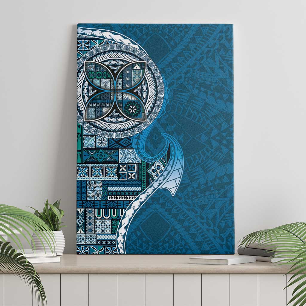 Samoan Siapo Art Tattoo Polynesian Pattern Canvas Wall Art Teal Color LT03 - Polynesian Pride