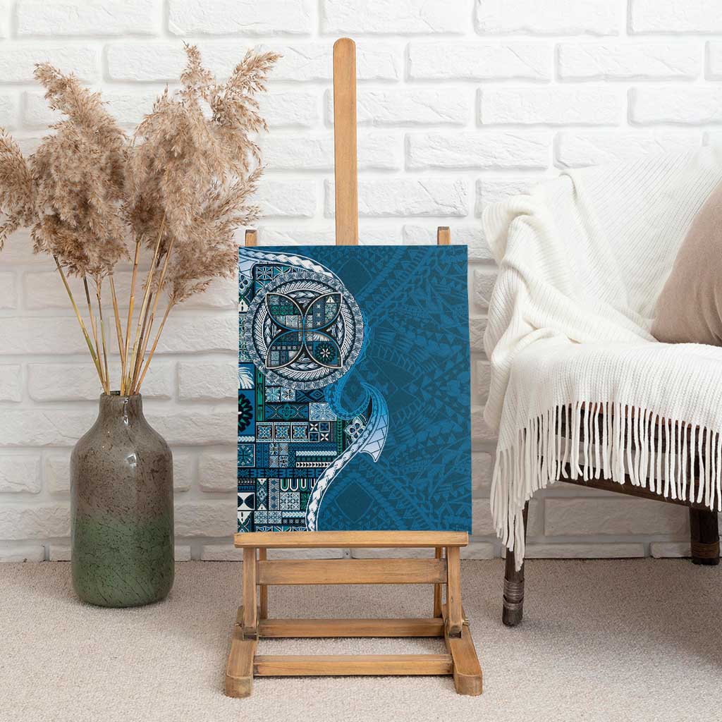 Samoan Siapo Art Tattoo Polynesian Pattern Canvas Wall Art Teal Color LT03 - Polynesian Pride