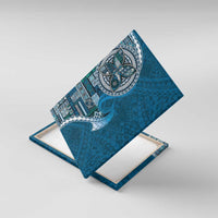 Samoan Siapo Art Tattoo Polynesian Pattern Canvas Wall Art Teal Color LT03 With Frame Teal - Polynesian Pride