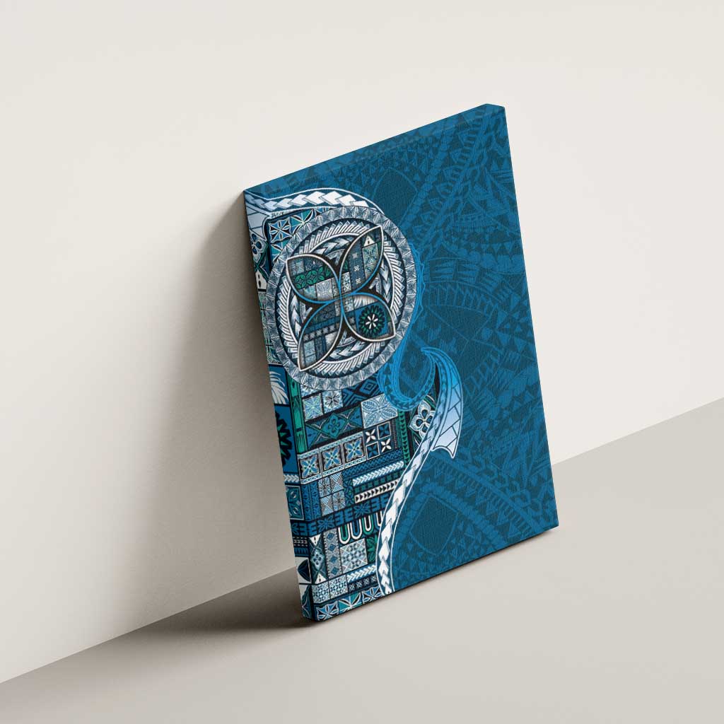 Samoan Siapo Art Tattoo Polynesian Pattern Canvas Wall Art Teal Color LT03 - Polynesian Pride
