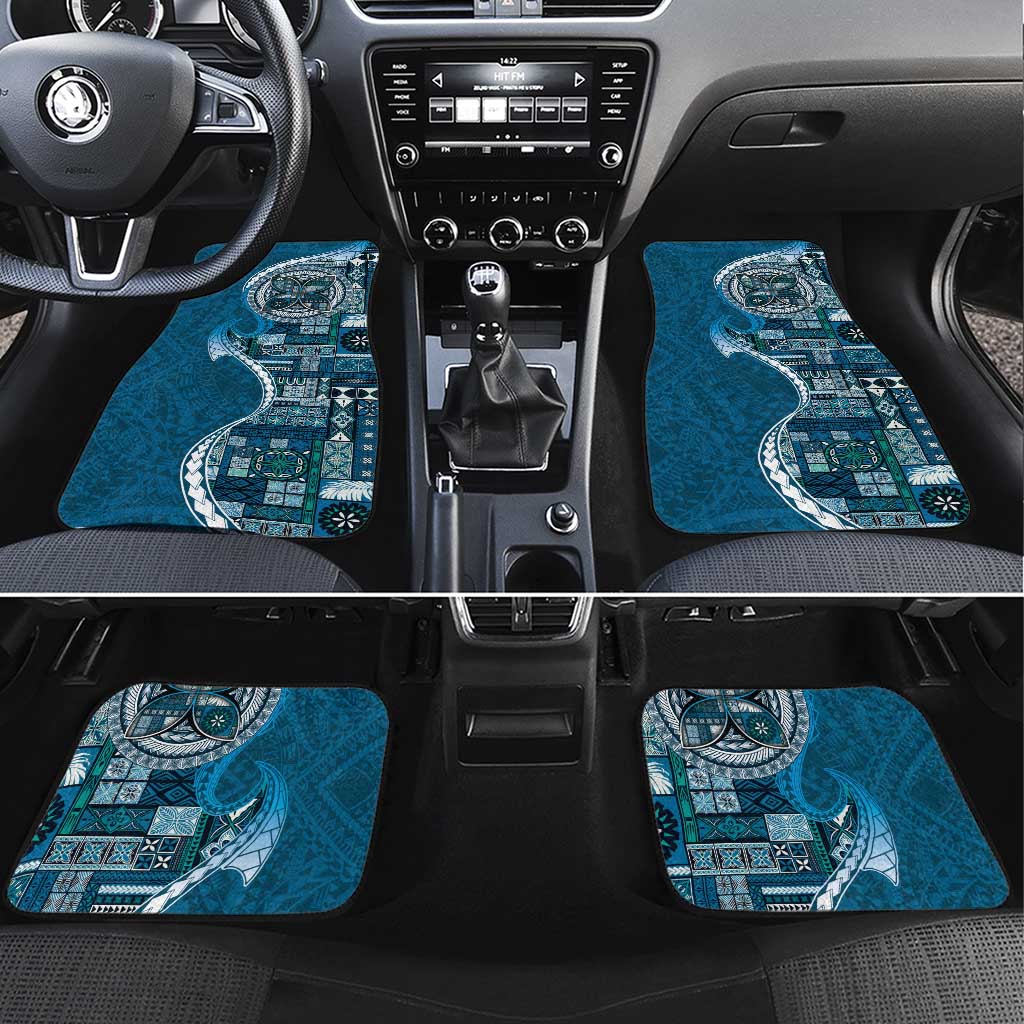 Samoan Siapo Art Tattoo Polynesian Pattern Car Mats Teal Color LT03 Set 4pcs Teal - Polynesian Pride