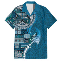 Samoan Siapo Art Tattoo Polynesian Pattern Family Matching Off Shoulder Maxi Dress and Hawaiian Shirt Teal Color - Polynesian Pride