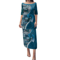 Samoan Siapo Art Tattoo Polynesian Pattern Family Matching Puletasi and Hawaiian Shirt Teal Color - Polynesian Pride