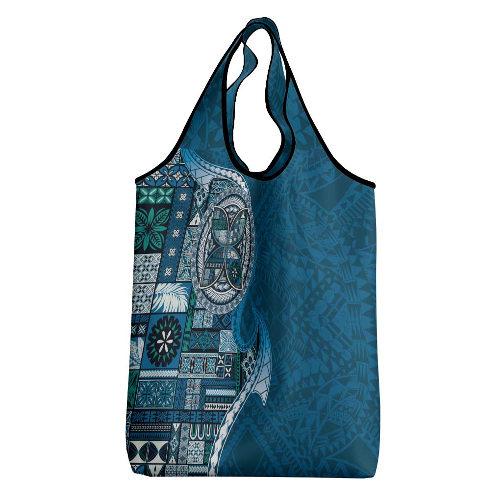 Samoan Siapo Art Tattoo Polynesian Pattern Grocery Bag Teal Color - Polynesian Pride