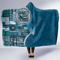 Samoan Siapo Art Tattoo Polynesian Pattern Hooded Blanket Teal Color - Polynesian Pride