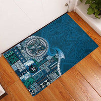Samoan Siapo Art Tattoo Polynesian Pattern Rubber Doormat Teal Color LT03 - Polynesian Pride