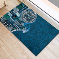 Samoan Siapo Art Tattoo Polynesian Pattern Rubber Doormat Teal Color LT03 - Polynesian Pride