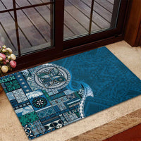 Samoan Siapo Art Tattoo Polynesian Pattern Rubber Doormat Teal Color LT03 - Polynesian Pride