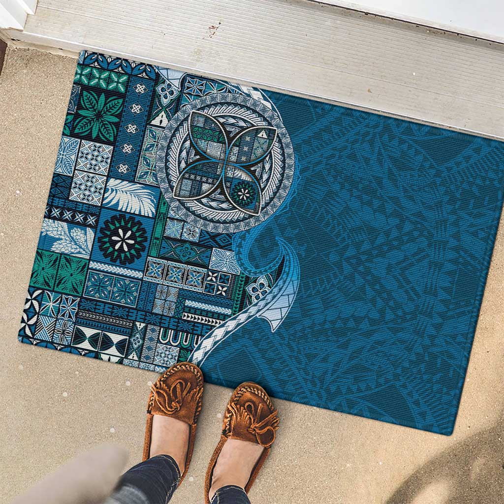 Samoan Siapo Art Tattoo Polynesian Pattern Rubber Doormat Teal Color LT03 - Polynesian Pride