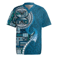 Samoan Siapo Art Tattoo Polynesian Pattern Rugby Jersey Teal Color - Polynesian Pride
