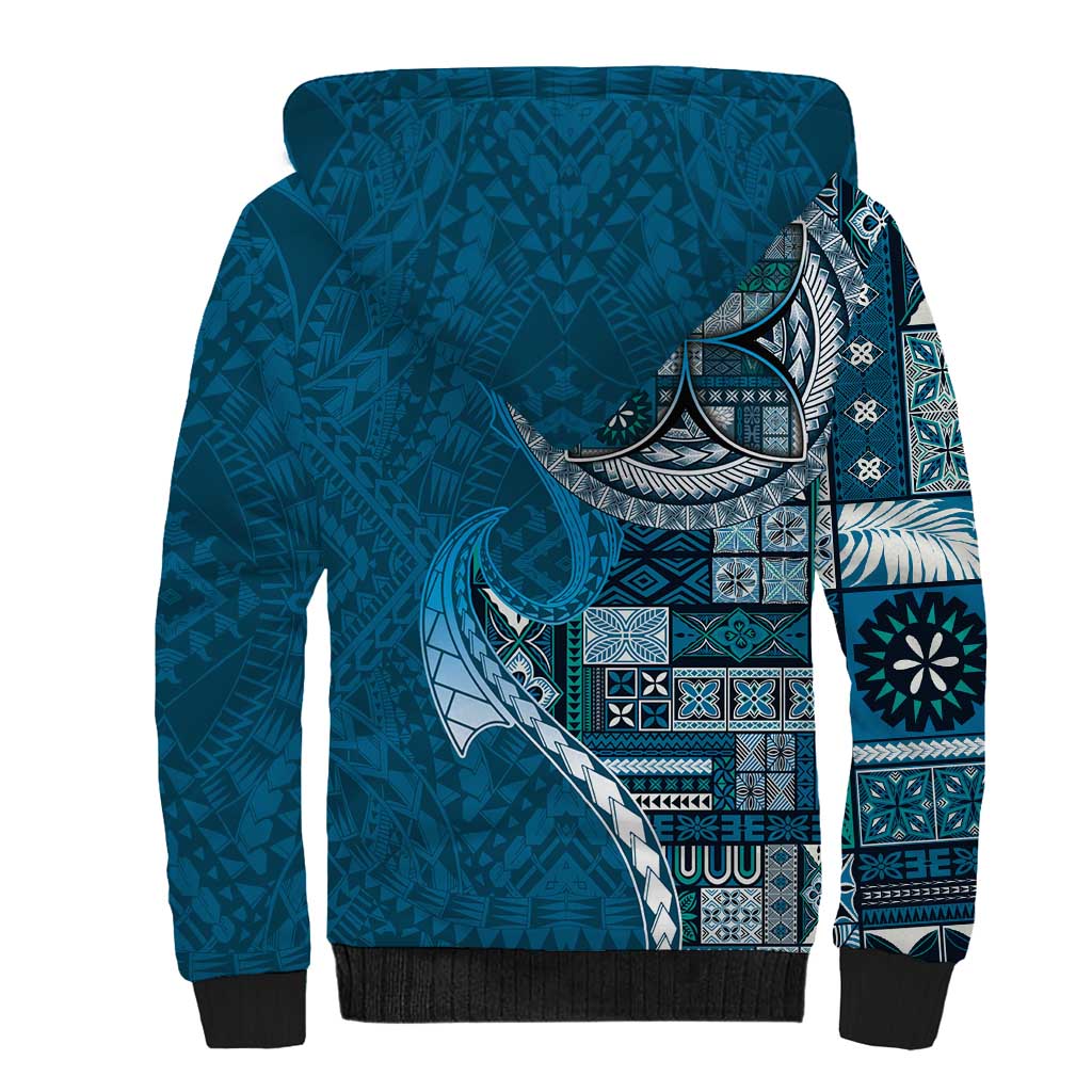 Samoan Siapo Art Tattoo Polynesian Pattern Sherpa Hoodie Teal Color LT03 - Polynesian Pride