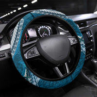 Samoan Siapo Art Tattoo Polynesian Pattern Steering Wheel Cover Teal Color LT03 Universal Fit Teal - Polynesian Pride