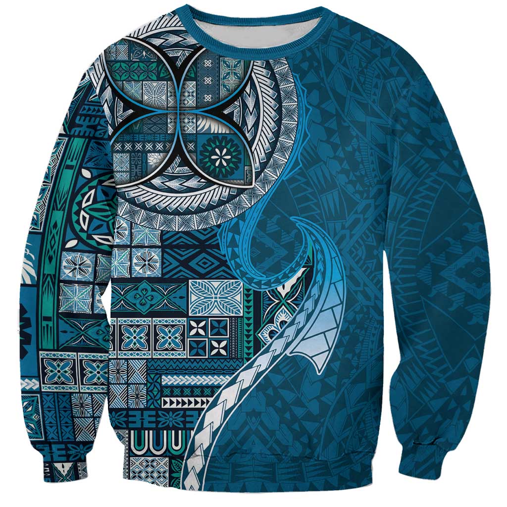 Samoan Siapo Art Tattoo Polynesian Pattern Sweatshirt Teal Color LT03 Unisex Teal - Polynesian Pride