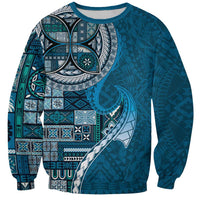 Samoan Siapo Art Tattoo Polynesian Pattern Sweatshirt Teal Color LT03 Unisex Teal - Polynesian Pride