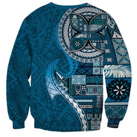 Samoan Siapo Art Tattoo Polynesian Pattern Sweatshirt Teal Color LT03 - Polynesian Pride