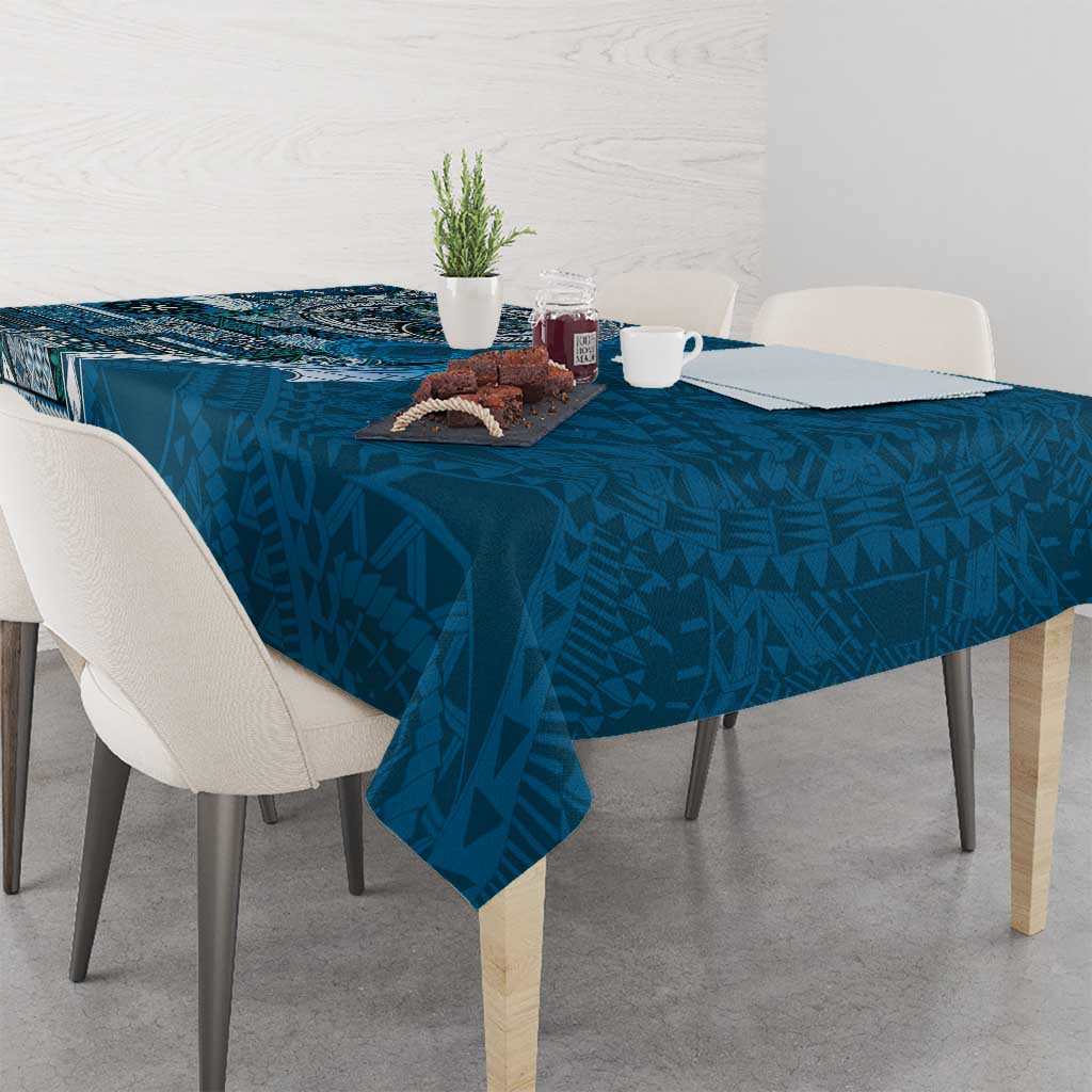 Samoan Siapo Art Tattoo Polynesian Pattern Tablecloth Teal Color LT03 - Polynesian Pride