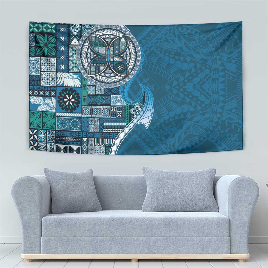 Samoan Siapo Art Tattoo Polynesian Pattern Tapestry Teal Color - Polynesian Pride