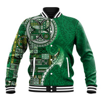 Samoan Siapo Art Tattoo Polynesian Pattern Baseball Jacket Green Color LT03 Unisex Green - Polynesian Pride