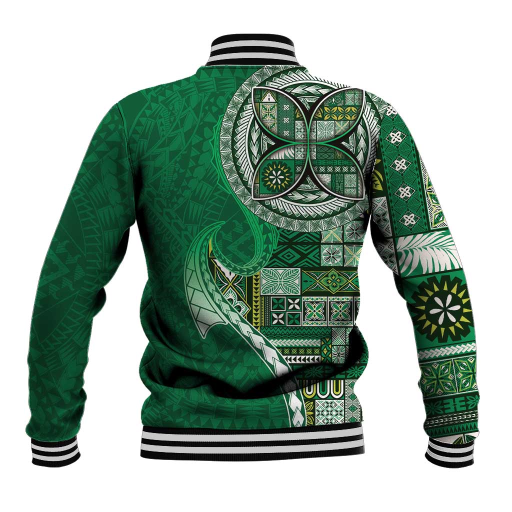 Samoan Siapo Art Tattoo Polynesian Pattern Baseball Jacket Green Color LT03 - Polynesian Pride