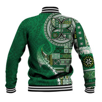 Samoan Siapo Art Tattoo Polynesian Pattern Baseball Jacket Green Color LT03 - Polynesian Pride