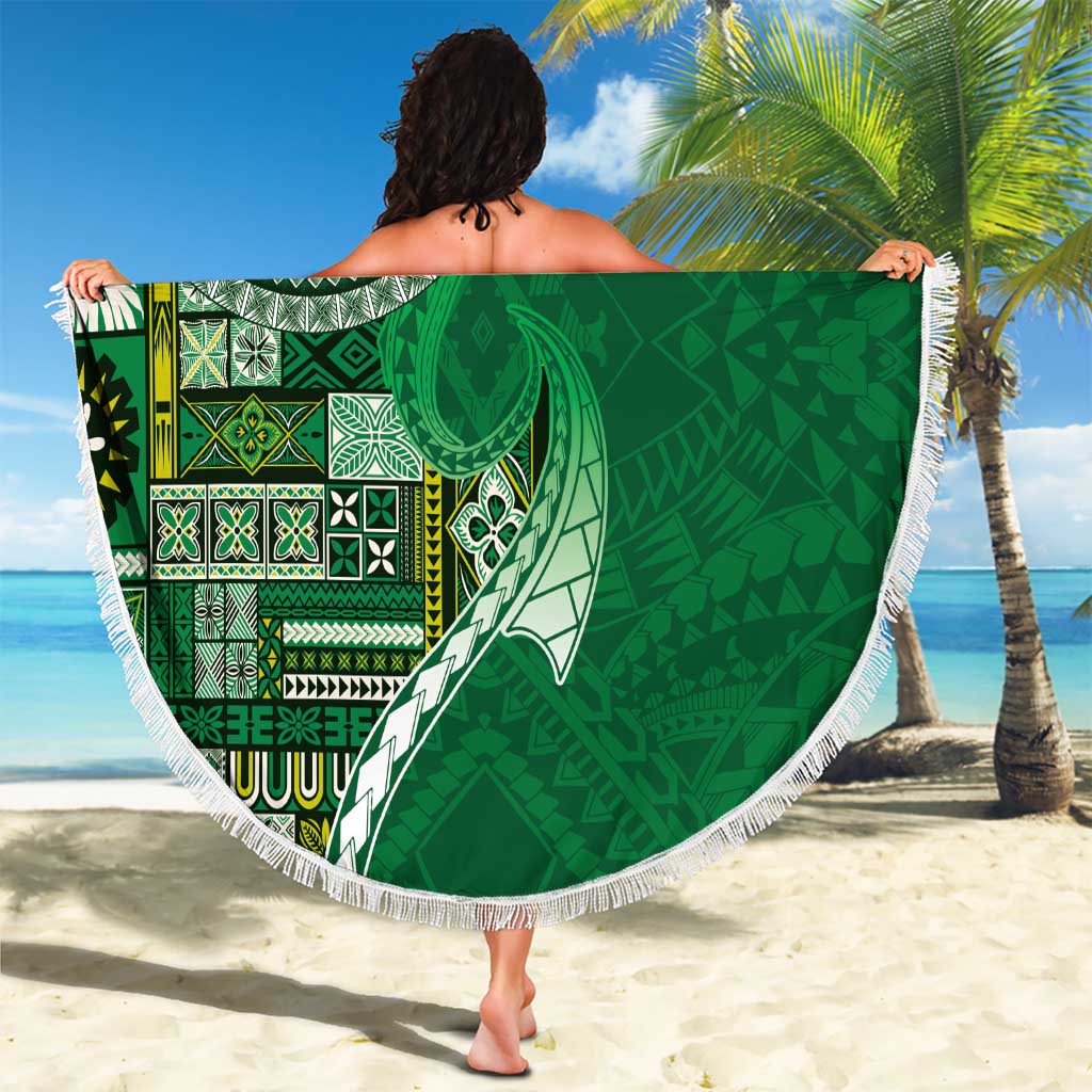 Samoan Siapo Art Tattoo Polynesian Pattern Beach Blanket Green Color LT03 - Polynesian Pride