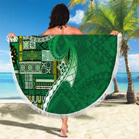Samoan Siapo Art Tattoo Polynesian Pattern Beach Blanket Green Color LT03 - Polynesian Pride