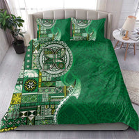 Samoan Siapo Art Tattoo Polynesian Pattern Bedding Set Green Color - Polynesian Pride