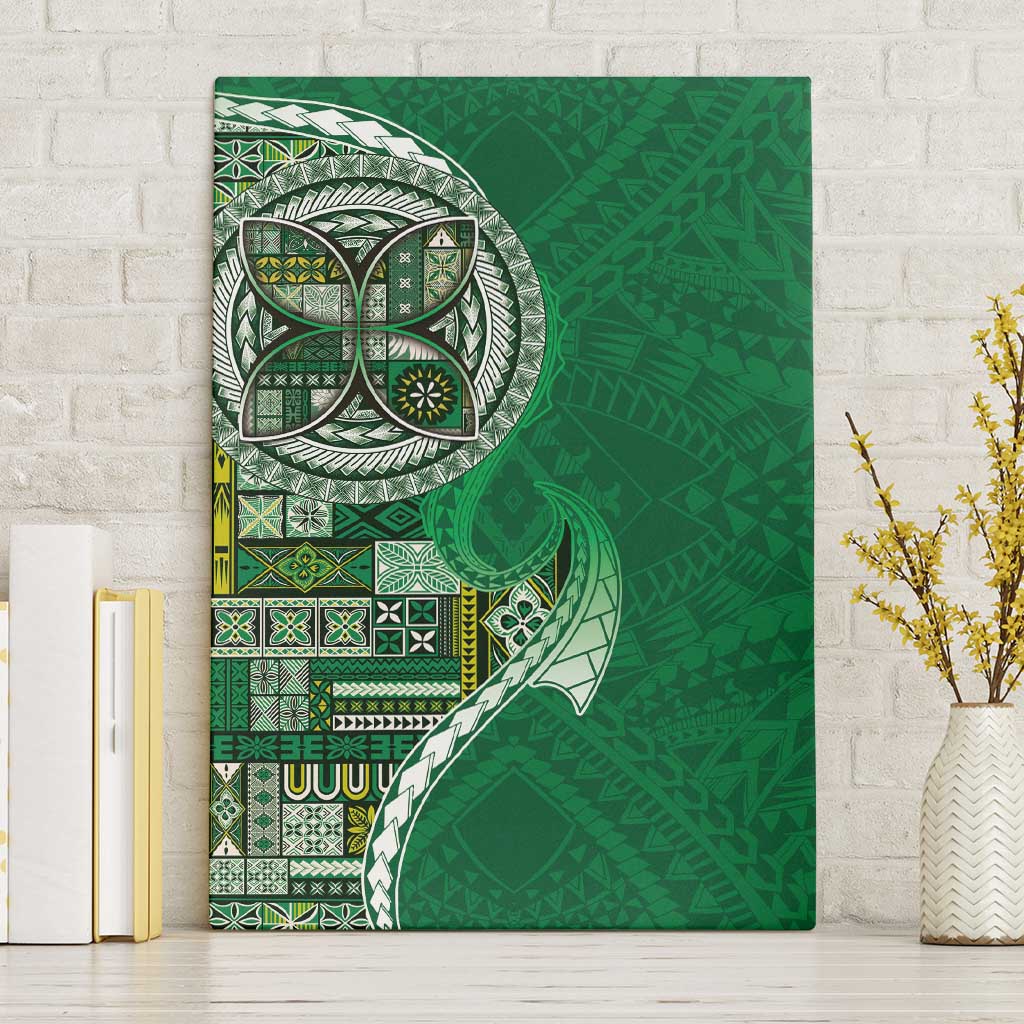 Samoan Siapo Art Tattoo Polynesian Pattern Canvas Wall Art Green Color LT03 Without Frame Green - Polynesian Pride