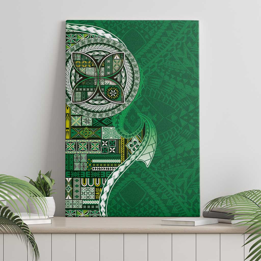 Samoan Siapo Art Tattoo Polynesian Pattern Canvas Wall Art Green Color LT03 - Polynesian Pride