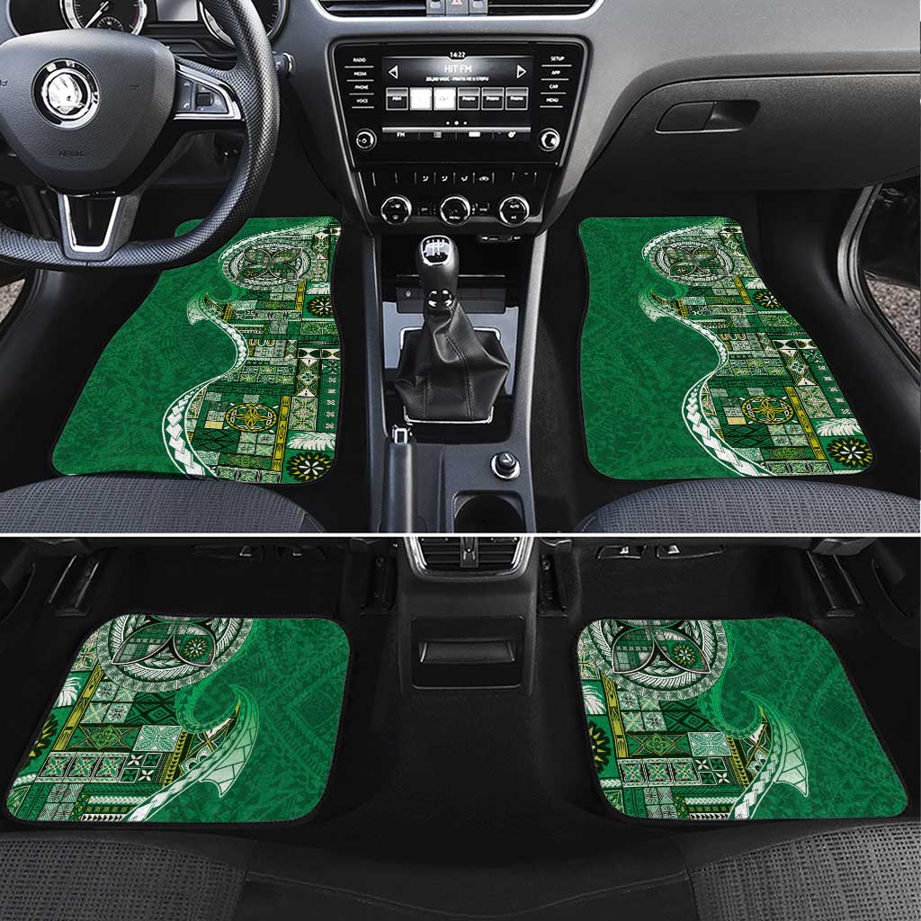 Samoan Siapo Art Tattoo Polynesian Pattern Car Mats Green Color LT03 Set 4pcs Green - Polynesian Pride