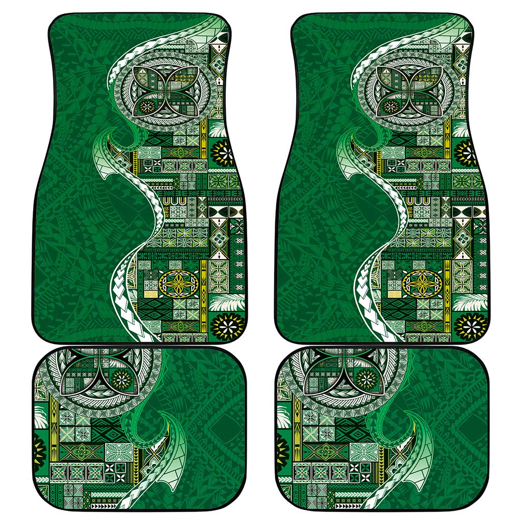Samoan Siapo Art Tattoo Polynesian Pattern Car Mats Green Color LT03 - Polynesian Pride
