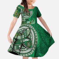Samoan Siapo Art Tattoo Polynesian Pattern Family Matching Tank Maxi Dress and Hawaiian Shirt Green Color - Polynesian Pride