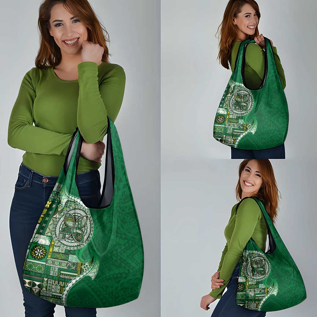 Samoan Siapo Art Tattoo Polynesian Pattern Grocery Bag Green Color LT03 - Polynesian Pride