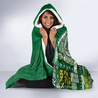 Samoan Siapo Art Tattoo Polynesian Pattern Hooded Blanket Green Color - Polynesian Pride